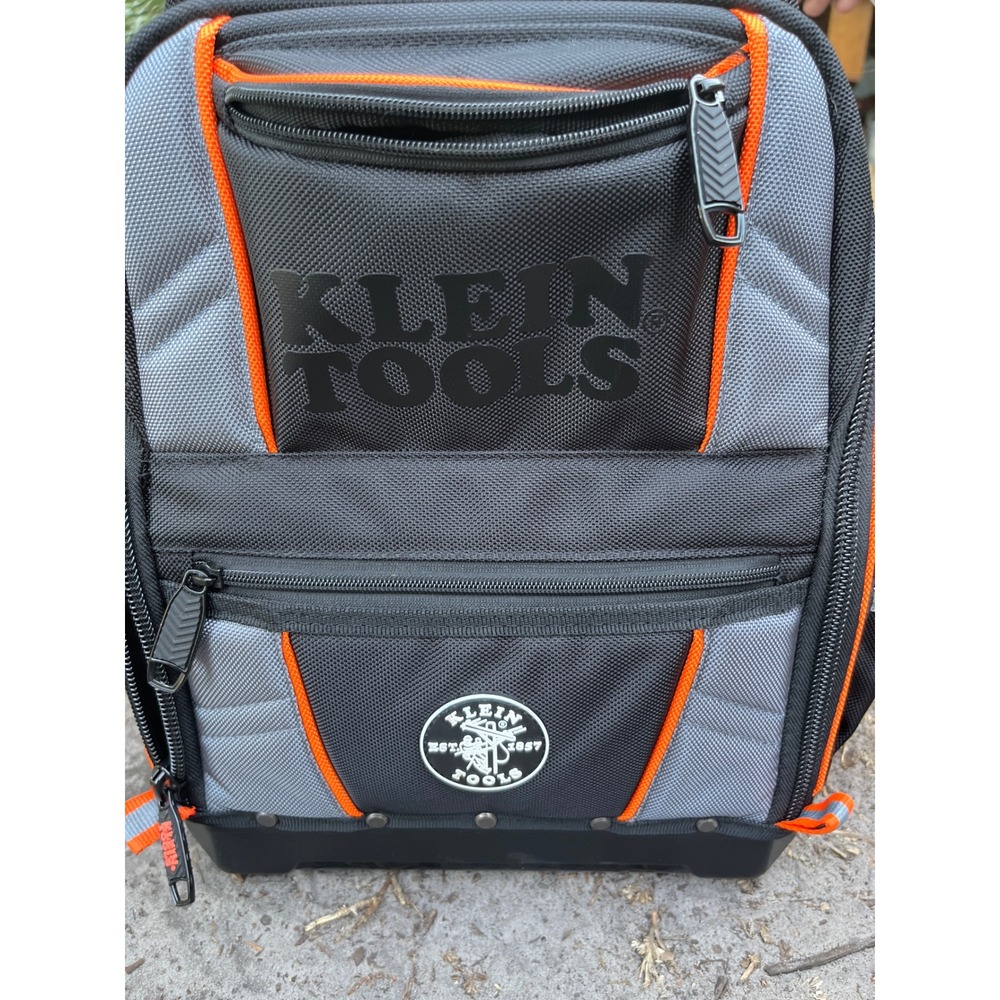 Klein Tools Tradesman Pro Tool Station Backpack Black Orange 1680d Ballistic Bag - Picture 4 of 7